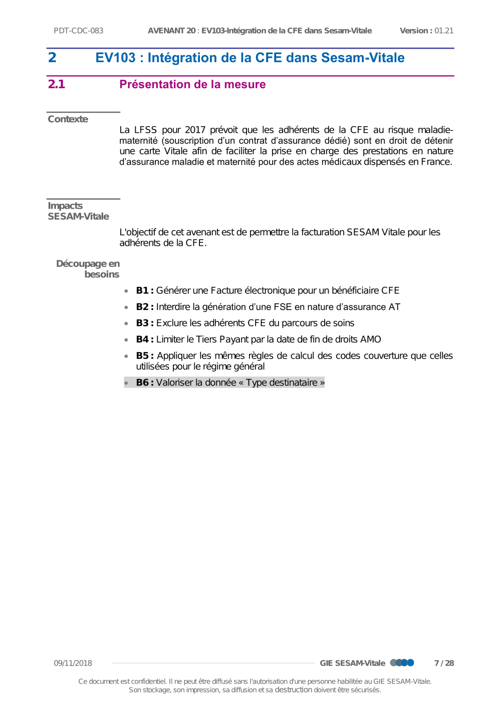 Gie Sesam Vitale Pdt Cdc 083 Avenant 20 Ev103 Integration Cfe